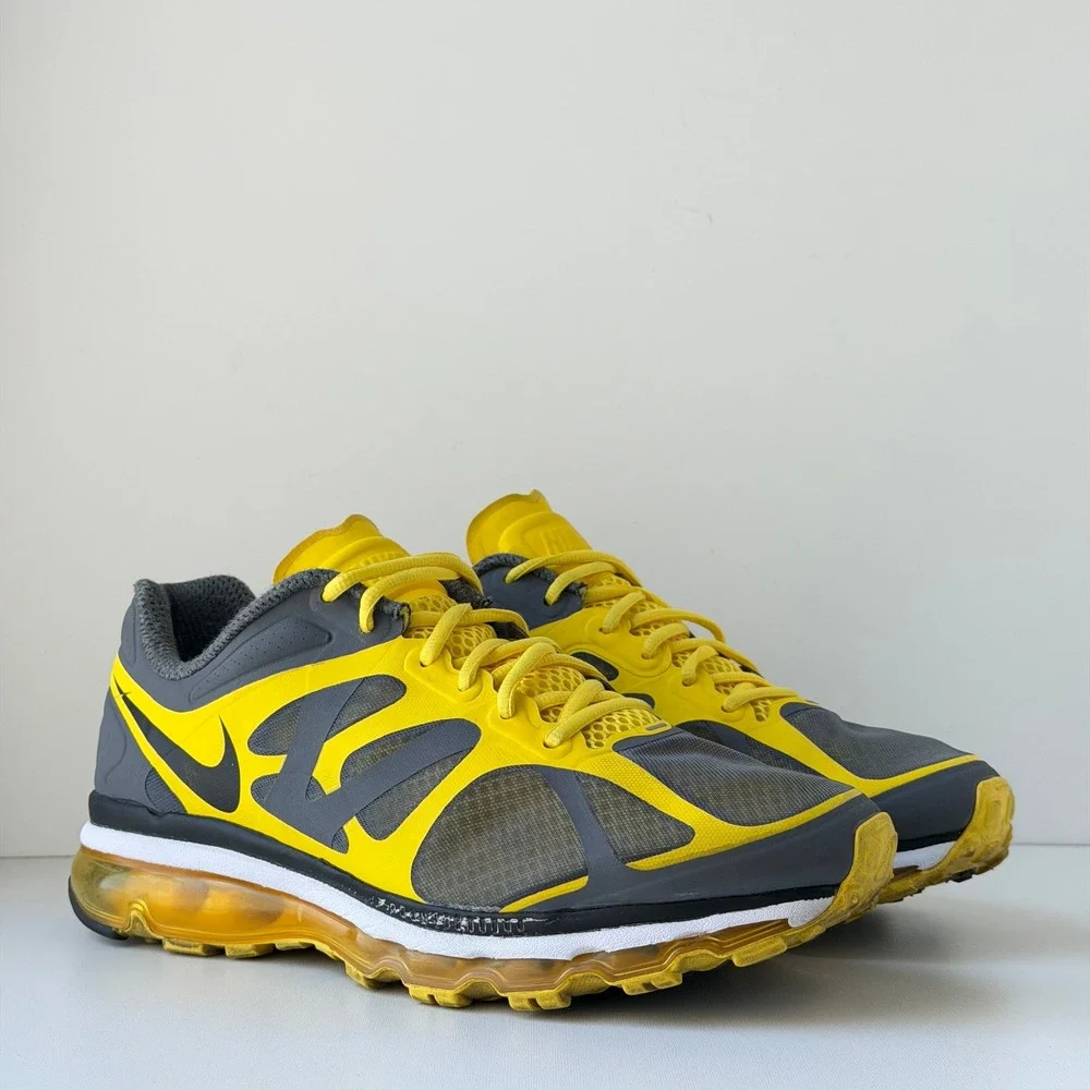 Nike Air Max 2012 Livestrong Mens 12 Yellow Grey Cushion Athletic Running Shoes